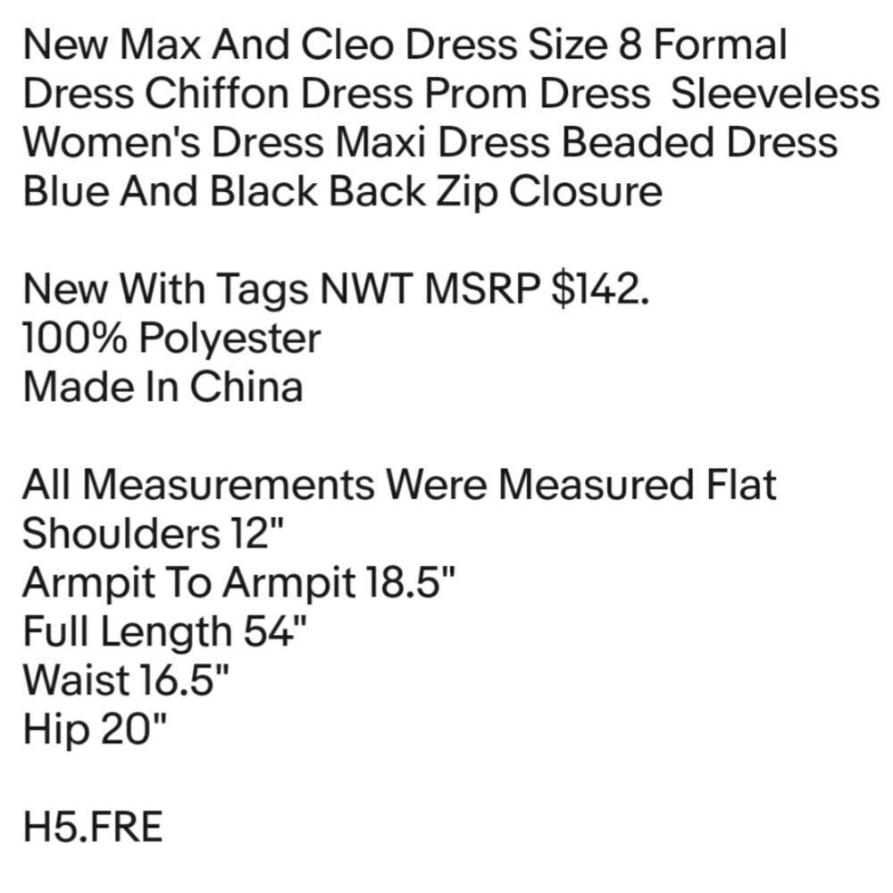 New Max And Cleo Dress Size 8 Formal Dress Chiffon Dress Prom Dress Sleeveless - Picture 2 of 7